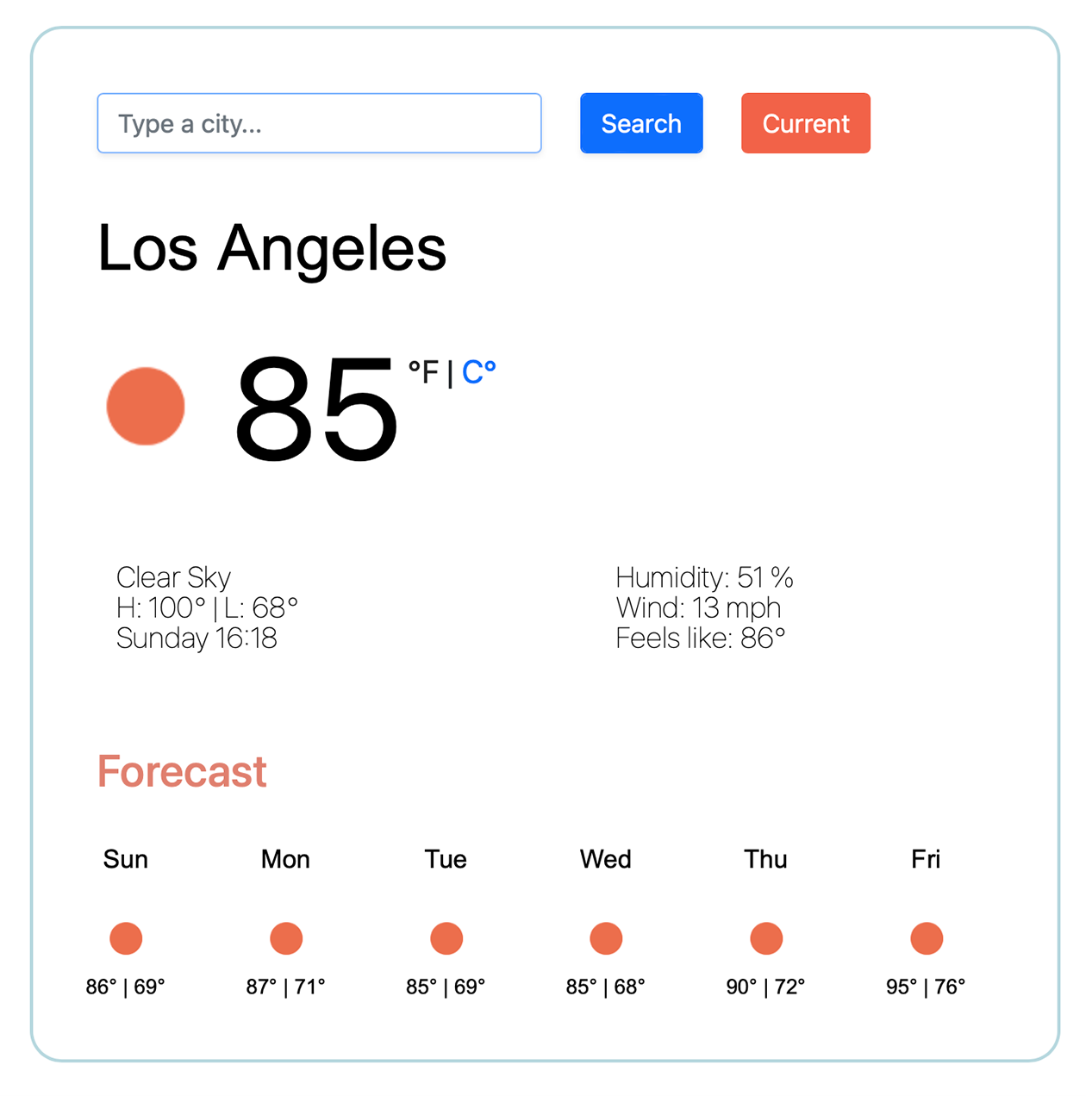 Weather app preview