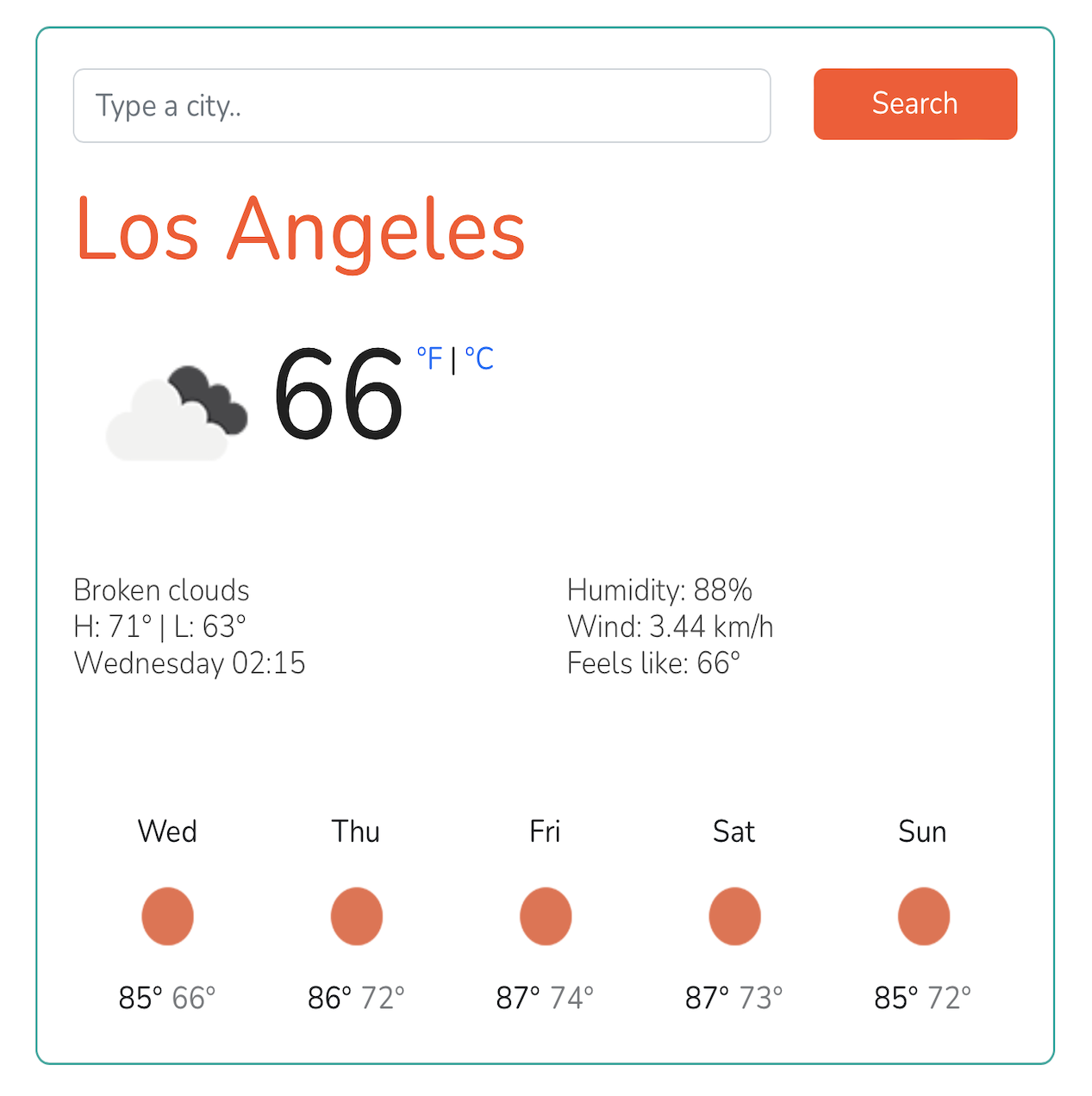 Weather app preview